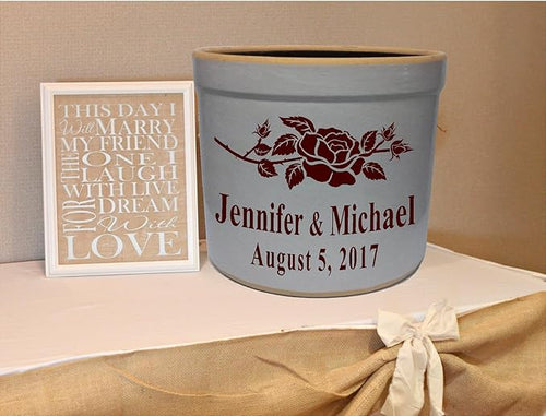1 Gallon Personalized Stoneware Crock - Rose
