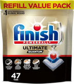 Finish Ultimate Quantum Dishwasher Pods, New & Improved Formula, Dishwasher Detergent Dish Soap, Removes Burnt-On & Dried-On Stain, Degreasing & Scrubbing Power, 47 Count
