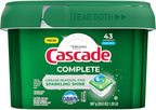 Cascade Complete Action Dishwasher Detergent Pods Fresh Scent Dishwasher Pods and Tablets, Powerful Dishwashing Detergent for Spotless Dishes, Grease-Fighting Dish Pods and Dish Tabs, 43 Count