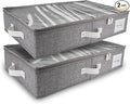 HOMELUX THEORY 2pc Under Bed Storage Containers, Bedroom Under the Bed Drawer Storage Organizer with Bins and Lids, Large Underbed Clothes Storage Box Ideal for Blanket, Fabric, & Shoes (LightGray)