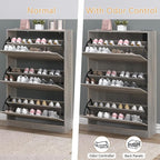 BORNOON Shoe Cabinet with Odor Control and Back Panels, Deodorizing Slim 3-Flip Shoe Storage Cabinet for Entryway, Freestanding Hidden Shoe Rack Organizer for Entrance, Hallway, Bedroom