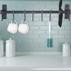 Dseap Pot Rack - Pots and Pans Hanging Rack Rail with 8 Hooks, Double Bars, Pot Hangers for Kitchen, Wall Mounted, Black, Pack of 2