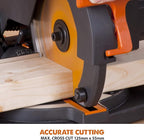 Evolution Power Tools R210CMS Compound Miter Saw, 8-1/4" Multi-Material Cutting TCT Blade Included Cuts Wood Metal Plastic & More, 45° - 45° Degree Miter & 45˚ Degree Bevel Angles, 1200W, 8-1/4"