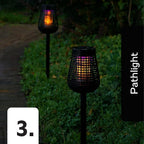 PIC Bug Zapper, 600V Solar Powered Insect Trap & Fly Zapper for Outdoor Use, LED Flickering Flame, Activates Automatically in Dark, Weatherproof Outdoor Fly Trap, Kills Bugs on Contact, Twin Pack