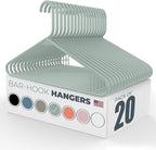 Neaties Plastic Hangers 20 Pack - Made in the USA - 6lb Capacity Standard Clothes Hangers with Strap Hooks for Dresses, Lingerie, Shirts, Pants, and Jackets - Mint