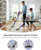 iXlion Cordless Vacuum Cleaner for Home - Powerful Stick Vacuum with HEPA Filter, 55-Min Runtime, LED Light, Anti-Tangle Brush, Detachable Battery,Lightweight Vacuum for Pet Hair,Carpets & Hard Floors