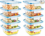 Snapware Total Solutions (10-Pack, 4 Cup) Glass Food Storage Containers Set, Airtight & Leakproof Locking BPA-Free Lids, Freezer Dishwasher Microwave Safe