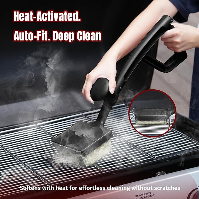 SHINESTAR Grilling Brush Bristle Free Replacement Head (No Handle) – BBQ Cleaning Head for Cast Iron & Stainless Steel Grates, Compatible with Outdoor Grill Brush, Black