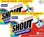 Shout Color Catchers for Laundry, Allow Mixed Washes, Prevents Color Runs and Maintains Original Clothing, 72 Count - Pack of 2 (144 Total Sheets)