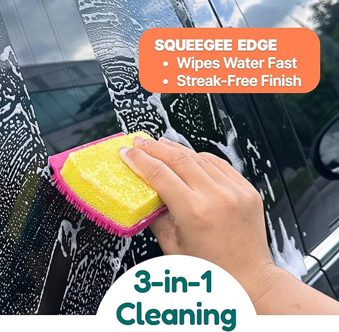 3-in-1 Silicone Scrubber Sponge with Squeegee – Non-Scratch Kitchen Sponge for Dishes, Sink & Bathroom, Quick-Dry, Reusable Cleaning Tool (Teal)