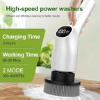 Electric Spin Scrubber, Shower Scrubber with Long Handle Adjustable LCD Display, 2 Speed Shower Cleaner, 7 Replaceable Brush Heads Bathroom Cleaning Brush, Bath Tub Power Scrubbers White G3