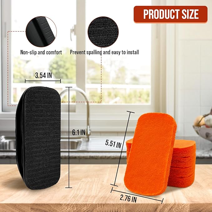 6-Piece Griddle Cleaning Kit for Blackstone, Flat Top Grill Cleaning Kit Non-Scratch Scouring Pads for Kitchen - 5 Scrubber Pads and 1 Handle