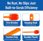 SPARTA Large Water Bottle Brush Ideal for Wide-Mouth Jars, Bottles and Tumblers, Dishwashing Tool with Handle for Home and Commercial Kitchens, Plastic, 12 Inches, Orange, (Pack of 6)