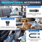 CKIKH Handheld Vacuum Cordless, 15000PA Strong Suction Hand Held Car Vacuum Cleaner Portable with Multi-Nozzles & Washable Filter, Lightweight Rechargeable Vacuum Cleaner for Home, Car, Office, Pets