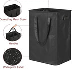 efluky Slim Laundry Basket, Narrow Laundry Hamper with Handles, Collapsible Dirty Clothes Hamper, Tall Laundry Bin for Laundry Room, Dorm and Bedroom, 90L Black