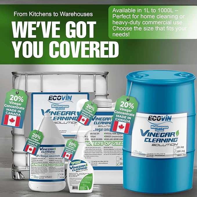 20% Vinegar Cleaning Spray Kit - All-Purpose 4L Vinegar Cleaner with Electric Sprayer for Home, Garden and Outdoor Surfaces - Organic, Pet-Safe Window & Glass Cleaning Solution