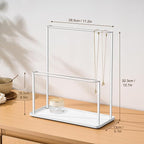 Headband Holder Organizer Metal 2-Tier with Tray: Hair Accessories Display Stand Storage Hairband Rack Necklace Stand Home Bedroom for Girls Women, White