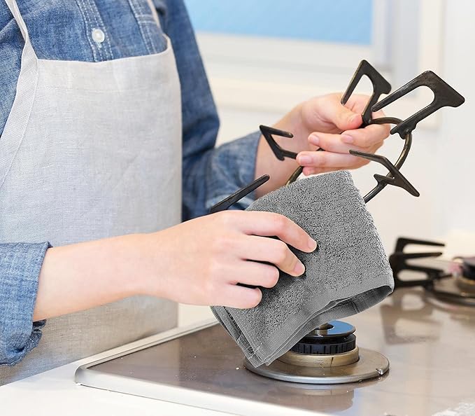 Utopia Towels Kitchen Bar Mops, Pack of 12, 16 by 19 Inches, 100% Cotton Super Absorbent Grey Towels, Multi-Purpose Cleaning Towels for Home and Kitchen Bars