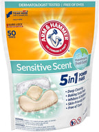 Arm & Hammer Sensitive Scent 5-in-1 Laundry Detergent Power Paks, 50 Count, Fresh