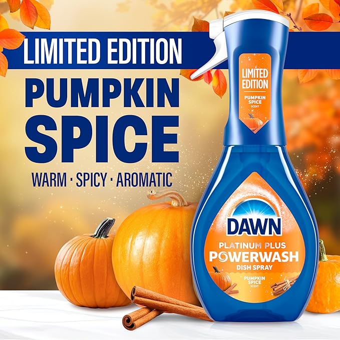 Dawn Powerwash Spray,Dish Soap,Dishwashing Liquid,Pumpkin Spice,1 Starter Kit,16 Fl Oz,(Pack of 2)