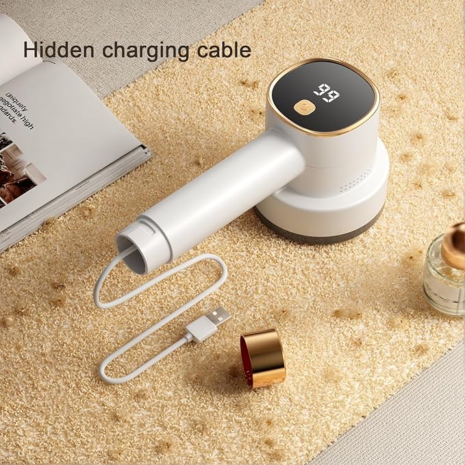 Electric Lint Remover with LED Display, Rechargeable Fabric Shaver, Lint Shaver, 6-Blade, 3-Speed Defuzzer Remove Fuzz, Pills for Clothes, Upholstery, Furniture