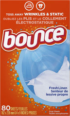 Bounce Fabric Softener Dryer Sheets, Fresh Linen, 80 Count (Pack of 3)