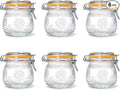 Amzcku Wide Mouth Vintage Mason Jars with Airtight Lid 16oz, Canister Quart Jars for Kitchen Storage - for Coffee, Sugar, Beans 6 Pack