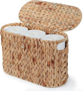 YANGQIHOME Toilet Paper Storage, Water Hyacinth Toilet Paper Storage with Lid, Papers Container for up to 6 Mega Rolls, Bathroom Basket Organizer
