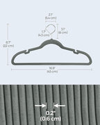 SONGMICS Velvet Hangers 50 Pack, Non-Slip Clothes Hangers, Suit Hangers with Shoulder Notches, Pants Bar, 360° Swivel Hook, Space-Saving, for Closet, Gray UCRF029G05