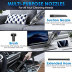 Gxzsk Handheld Vacuum Cordless, 15000PA Strong Suction Hand Held Car Vacuum Cleaner Rechargeable, Portable Hand Vacuum with Multi-Nozzles & Washable Filter for Home Office, Car, Pets