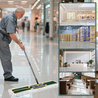 36" Commercial Mop, Masthome Heavy Duty Industrial Mop for Floor Cleaning,Commercial Dust Mop with 3 Reusable Pads,60”Long Handle Wet Dry Flat Mops for Hardwood Floors, Marble, Laminate, Tile(Green)