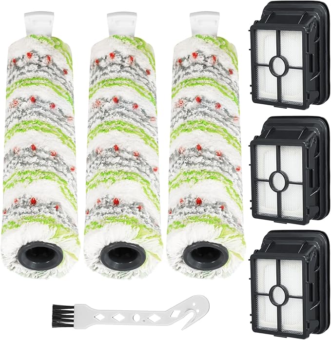 3 Pack Multi-Surface Pet Brush Rolls 2788 and Vacuum Filters 1866 Compatible with Bissell CrossWave Max 2554 2554A 2590 2593 2596, for HydroSteam 35151 3515 35152 3513 3518, Part 1618641&1608684