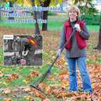 Adjustable Garden Rake for Leaves-Heavy Duty Metal Rake with 8-17" Expandable Head,Long Handle Lawn & Yard for Grass, Shrubs,Flower Beds,Camping,Outdoor Cleaning, Women & Kids