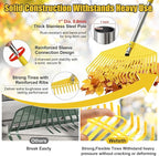 Lightweight Leaf Rake for Lawns - Anti-Break Nylon Plastic Head,Easy Yard & Garden Rake for Women,Seniors,Kids, 16.5" Wide for Leaves, Grass,Pine Needles,Gardening,Adjustable 35–65" Long Handle