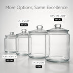 Restaurantware Vetri 0.2 Gallon Glass Storage Jar 1 Dishwashable Glass Cookie Jar - Airtight Seal Wide Opening Clear Glass Candy Jar Knob Handle Lid For Kitchen Laundry Or Storage