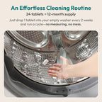 FEBU Washing Machine Cleaner Tablets Made in USA | Washer Machine Cleaner & Deodorizer | Removes Gunk & Grime | 7 Natural, Biodegradable, Plant-Based Ingredients | 24 Tablets - 12 Month Supply
