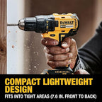 DEWALT 20V MAX Cordless Drill Driver Set, Electric Drill, Brushless 1/2 In 2 Speed, 2.0 Ah Battery and Charger Included, LED Light (DCD777D1)