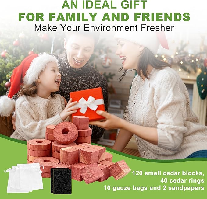(172pcs) Cedar Block for Closet Drawers, Aromatic CedarRings, Natural Fresh Scent CederWood, CedarClosets Clothes Storage Wardrobes and Drawers Cedar Freshener
