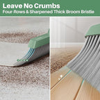 JOYMOOP Dark Teal Green Broom and Dustpan Set, Upright Angle with Built-in Comb Teeth, Ideal for Home, Office, Hardwood, Pet Hair