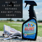All-Out Sports Odor Eliminator Spray & Deodorizer | Perfect for Smelly Gloves, Hat, Bags, Helmets, Jerseys, Pads, Gear, Shoe & All Other Odors.| Best Formula | 24 oz Spray Bottle (AO503) | Fresh Scent