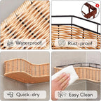 GRANNY SAYS Corner Shower Caddy, 2 Pack Rustproof Corner Shelves, Wicker Shower Organizers and Storage, Inside Shower Shelf for Home Decor