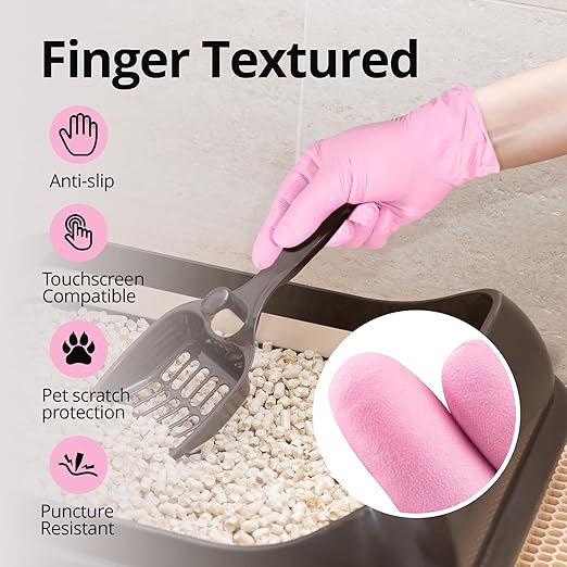Pink Nitrile Gloves, 3-mil, Industrial Gloves Disposable Latex Free, for Cleaning & Esthetician, Rubber Powder-Free, 100-ct Box (Large)