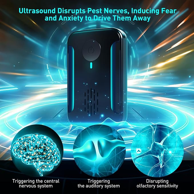 2025 Upgraded Ultrasonic Repeller & Insect Indoor Repeller, Ultrasonic and Repellent for Roach, Rodent, Mouse,Bugs,Mice,Spider,Ant,Electronic Plug in Pest Control,2 Mode Switching,6 Packs