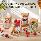 MHDCLY Overnight Oats Containers with Lids,16oz Overnight Oats Jars 4 Pack, Oatmeal Cups,Meal Prep Containers,Glass Meal Prep Containers with Lids,China Pudding Jars