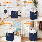 TasticTotes laundry basket 3-Pack, laundry hamper, Hamper with handles, collapsible laundry baskets, Waterproof dirty clothes hamper, Towel Storage for Home or Dorm, 88L-Blue