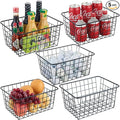 Wire Kitchen Storage Basket 5 Packs,Perfect Pantry Organization Accessories Basket,Laundry,Countertop Organization,Suitable for Kitchen,Bathroom,Bedroom,Tabletop,Stackable,Black