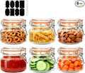Encheng 16 oz Glass Jars With Airtight Lids And Leak Proof Rubber Gasket,Wide Mouth Mason Jars With Hinged Lids For Kitchen,Glass Storage Containers 6 Pack