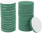 HARFINGTON 24pcs Scrubber Scouring Pads 180 Grits 3 Inch Drill Power Brush Hoop and Loop Surface Conditioning Disc Drill Scuffing Disc Scrub Pads for Home Kitchen Cleaning, Green