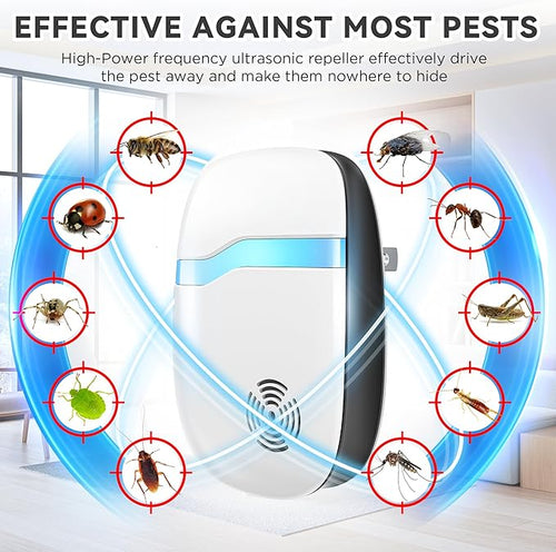 (2025 Upgraded) Ultrasonic Insect & Pest Indoor Repeller, Plug-in Control Device Electronic Repellent for Rodent, Mice, Rats, Roaches, Bugs, Ants, Spiders, Mosquitoes, Silent for Home Use (6 Pack)