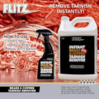 Flitz Instant Brass and Copper Tarnish Remover - 16oz Bottle of USA-Made Organic Rust Remover Spray (No-Rub) - Removes Stains & Oxidation from Glass & Aluminum - Brass Cleaners That Work (3 Pack)